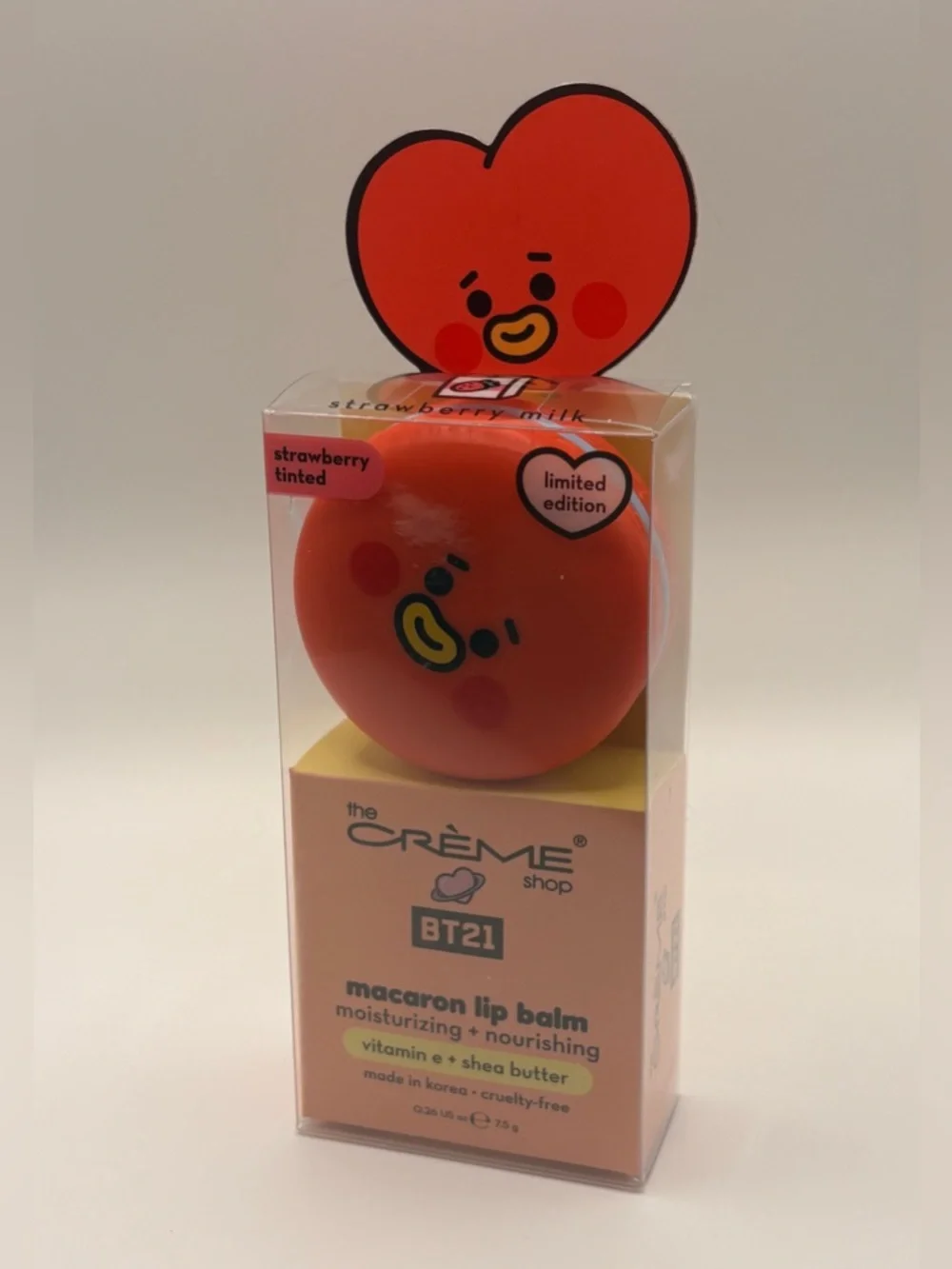 THE CREME SHOP STRAWBERRY MILK TINTED MACARON LIP BALM VITAMIN E + SHEA BUTTER - Picture 1 of 3